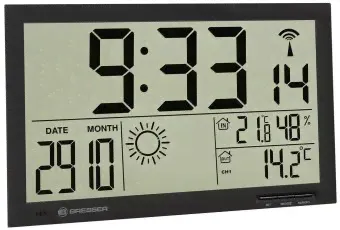 Метеостанция-часы Bresser MyTime Jumbo LCD, черная-0