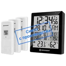 Цифровая метеостанция с радиодатчиком Bresser Temeo Hygro Quadro DLX с тремя датчиками (черная) (74645)
