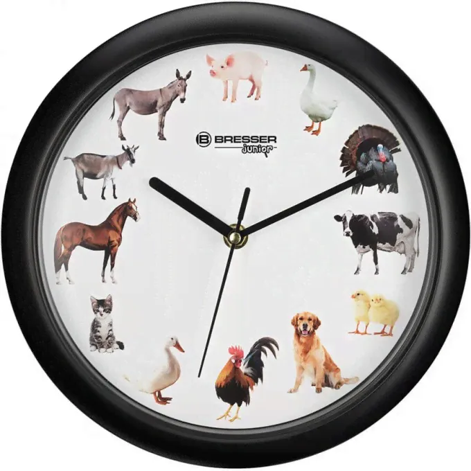 Часы настенные BRESSER Junior, 25 см, с животными 75315-1