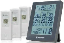 Метеостанция Bresser Temeo Hygro Quadro Prestige с тремя датчиками, черная-1