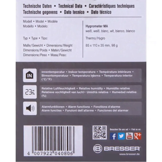 Гигрометр BRESSER Mould Alert, белый 73275-3