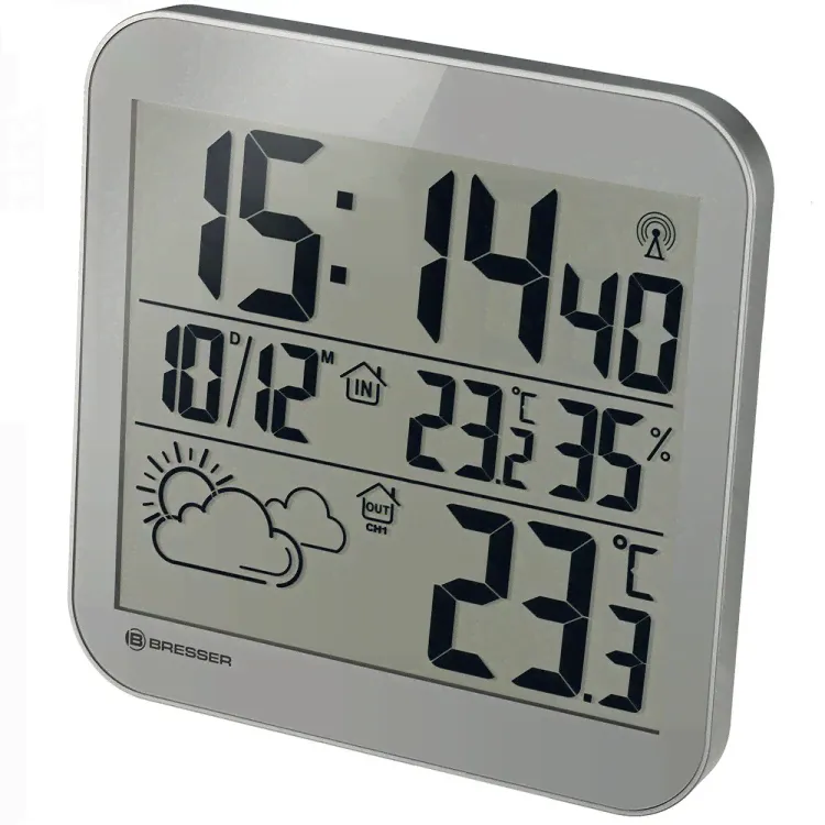 Часы настенные Bresser MyTime LCD, серебристые-2
