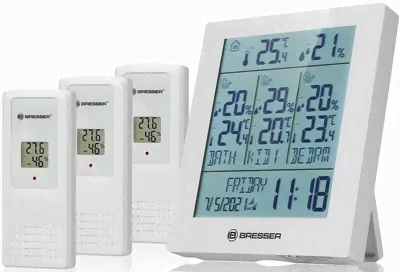 Метеостанция Bresser Temeo Hygro Quadro Prestige с тремя датчиками, черная-2